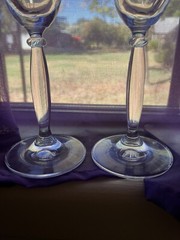 Ornate Etched Floral Champagne Glasses Flutes 8.5″ Set of 2 NEW COND