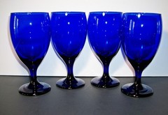 Vtg Libbey Premiere Cobalt Blue Water Wine Tea Goblets Stemware 7″ Tall Set of 4