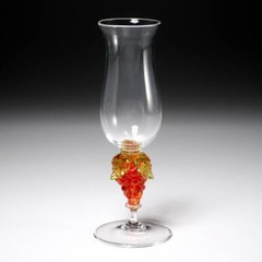 Vintage Handblown Murano Orange Grape Champagne Flute Glass 8.25″h