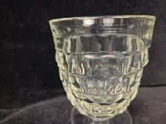 7 Indiana Clear Colony Glass Whitehall Cubist Footed Juice 4.5″H