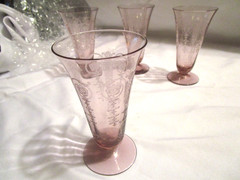 Rare Fostoria Vernon Lavender / Orchid 5 1/4 inch Iced Tea Goblet Set of 4