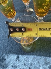 VTG Set Of 6 Golden Amber Twisted Stem Clear Bottom Cordial/Liqueur/Glasses