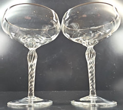 2 Lenox Madison Platinum Champagne Sherbert Glasses Set Crystal Twisted Stemware