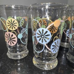 Libby 1970’s Atomic Starburst Glasses Set Of 5