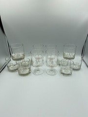Etched Old English-Style «R» Monogramed Glasses. Lot of 12.
