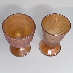 VINTAGE CARNIVAL GLASS / Marigold Crackle By JEANETTE / 2 Glasses / CIRCA 1930