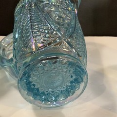 Vintage Imperial Ice Blue Pitcher And 4 Tumblers Iridescent Set Glass NOS #13