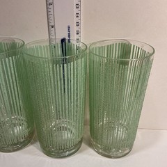 Vintage Set of 3 Georges Briard GREEN Icicle Tumbler Glasses