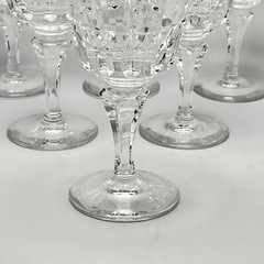 Atlantis Crystal Wine Glass Lisbon Cuts Vertical Horizontal Glass 5 7/8 6Pc Set