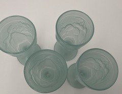 Vintage Luminarc French Frosted Mint Goblets Set Of 4 Embossed With Fruit Design