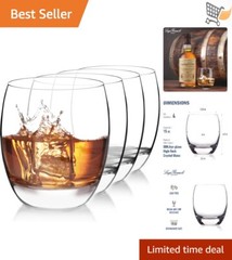 Crescendo Glass Tumblers Set of 4 15.5oz Crystal Dishwasher Safe Reusable