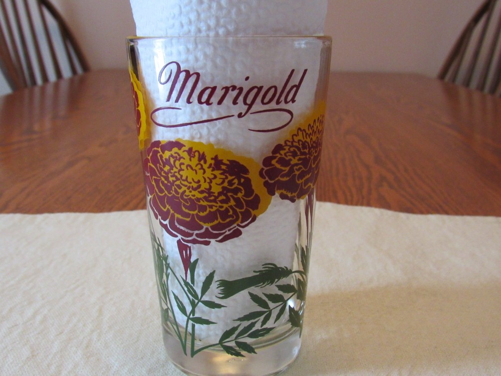 Vintage Boscul Marigold Peanut Butter Glass – 5 inches – name at top