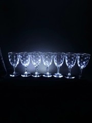 Moon & Stars Etched Crystal Water Goblet Set Of 7