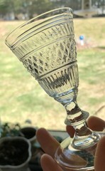 Set of 3 Antique Early American Flint Glass Wines c. 1825 – McKearin GII-18