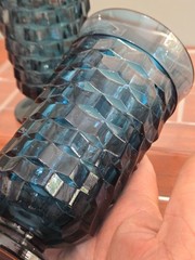 Set of 5 Vintage Indiana Colony Whitehall Riviera Blue 6″ Tumbler Glasses Cubist