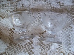 Set of 2 Cordial Aperitif Liqueur Stemmed Glasses Etched Floral 1.75″ Mini Stem