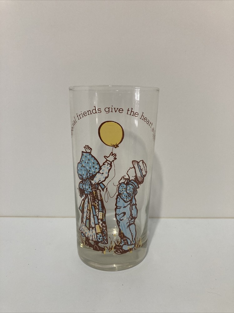 Holly Hobbie Drinking Glass Vintage Special Friends Boy Girl Ballon Cup