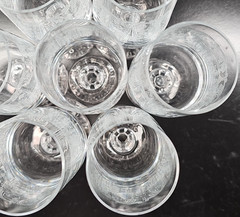 7) Import Assoc Cascade Fluted Champagne Set Vintage Etch Cut Stemware Retro Lot