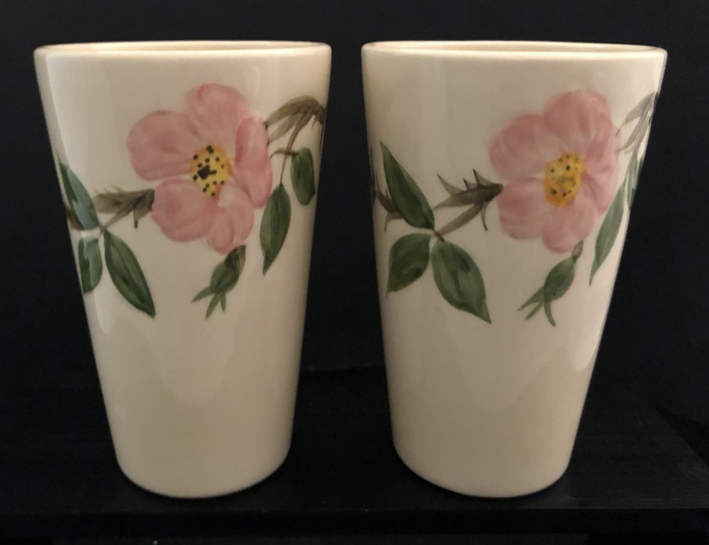 2 Vintage Franciscan Hand Painted Desert Rose 10 oz TUMBLERS Made in USA Mint