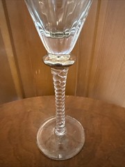 Bella Lux Wine Glass Champagne Flute Optic Paneled Air Twist Stem Silver Edge 9”