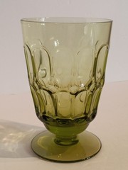FOSTORIA Mesa Olive Green 5″ Water GOBLET Argus Pattern Signed on the Bottom EVC