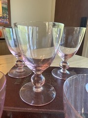 (6) Vintage MCM Pink 4oz Glasses Bar Ware Drinking Liquor Ball Stem Cocktail