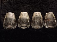 Mikasa Cheers Stemless Crystal Wine Glasses Metalic Silver Ombre Set 4 Signed