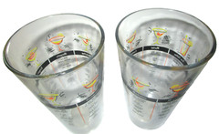 Retro MCM Cocktail Recipe Glasses Barware set of 2 each 16.2 oz