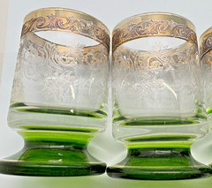 Vintage Brandy Sniffer Glasses Culver Ltd Glassware Toledo Pattern Scroll Design