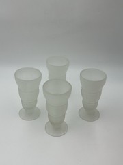 Ice Cream Frosted Indiana Glass Soda Milk Shake Footed Tumblers 14 oz Set Of 4