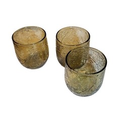 Set Of 6 Anchor Hocking Sherwood Spicy Brown Rocks Glasses Vintage Textured Desi