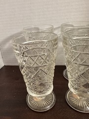 Vintage, 1950s «Big Top» Peanut Butter Footed Glasses by Hazel Atlas, Set of 6