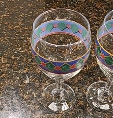 SET (4) Pfaltzgraff AMALFI CLASSIC 12 oz Glass Wine Goblets/Glasses