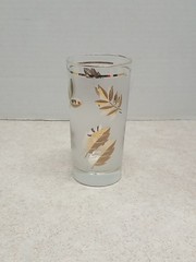 Libbey MCM Vintage Frosted Glass & Gold Leaf 12 Oz Flat Tumbler Replacement