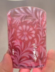 ANTIQUE VINTAGE FENTON DAISY & FERN CRANBERRY OPALESCENT GLASS TUMBLER 3 3/4″