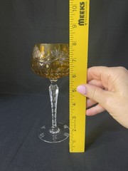 Lausitzer Hock 8” Wine Glass Clear Cut Crystal Hand Blown Vintage