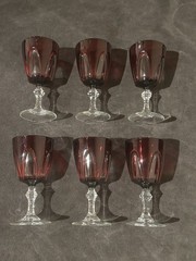Cristal d’Arques Durand GOTHIC ARCH Ruby Red SET 6 Cordial Whiskey Glasses 3.25”