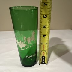 Anchor Hocking Forest Green Ice Tea Glass Tumbler Open Sleigh Old Vintage MCM