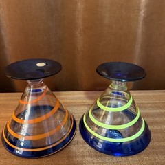 Kosta Boda Royal Blue & Yellow Royal Carribbean Martini/Margarita Glasses Set