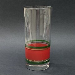 Set of 4 VTG Hand Blown Red Green Gold Christmas MCM Highball Tumblers 6.25″