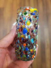Mexican Confetti Art Shot Glass Multicolor Clear, Decorative, 4.5″ H