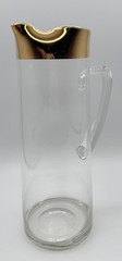 Golden By Autra Cocktail Pitcher Plated Gold Rim Glass Barware MCM 48 oz