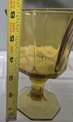 ~3~ Vintage Independence Octagonal Yellow Footed Water Wine Glass Goblets 6″