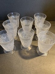 Duncan Miller Sandwich Glass Tumblers Set (8) Iced Tea Glass~Art Deco Regency