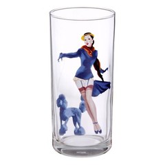 SET OF 6 Pin-Up Girls Tall Drinking Highball Tumbler Pop Art Glasses 6×10 oz