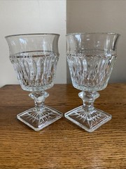 SET OF 2 Indiana Glass MT VERNON CLEAR 6″ Water Goblets – Wine Glasses Excellent
