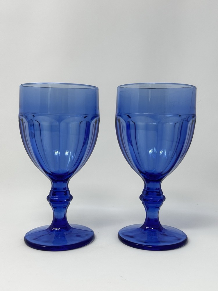 Duratuff Libbey Light Blue Gibralter 7” 10oz Water Goblets STEMWARE. Set of 2