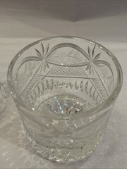 Vintage Lead Crystal Clear Biscuit Cookie Jar Container Chardoney Pattern Poland