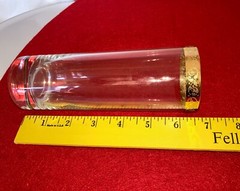 Set of 4 GOLD RIM Highball Glasses 6.5″ Vintage MCM Gold Band Excellent