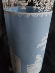 Hellenic Blue 16 oz Flat Tumbler by Jeannette • 6½» Tall Vintage